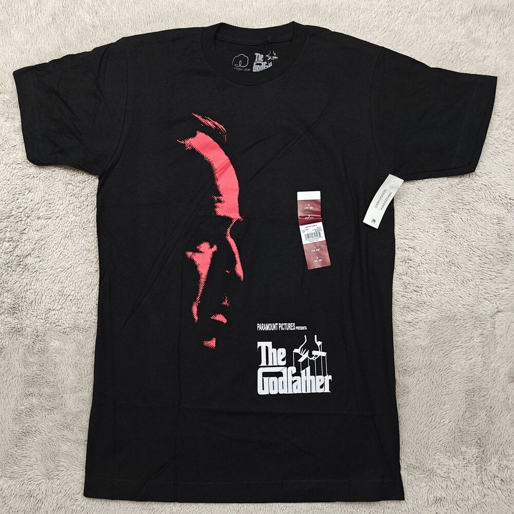 The Godfather T-shirt Men's S 34/36 Black Red Don Corleone Silhouette NWT